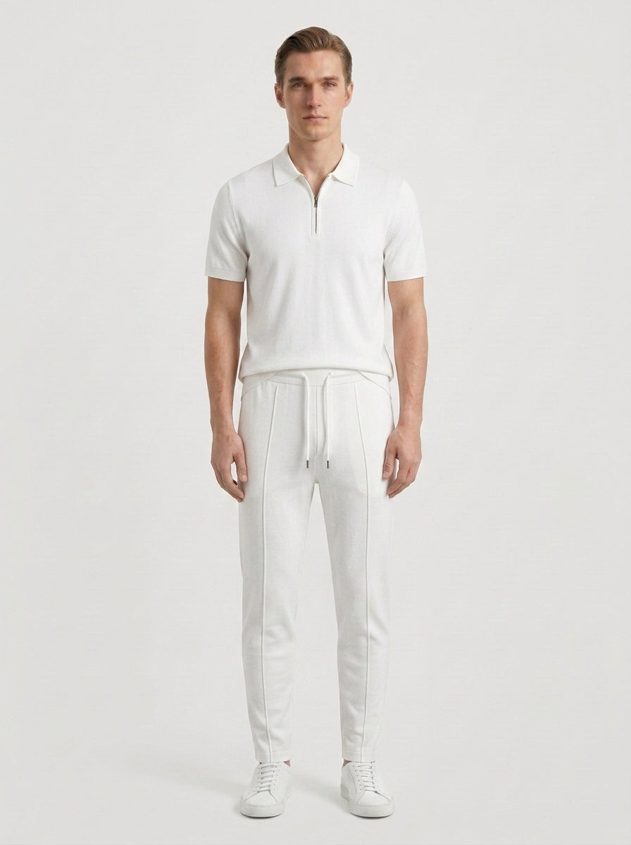 Zip Polo & Slim Pants Set