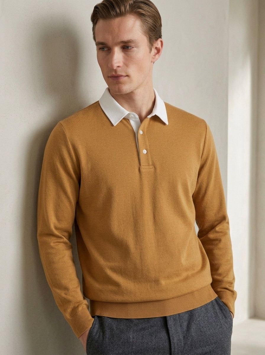 Polo Collar Long Sleeve Sweatshirt