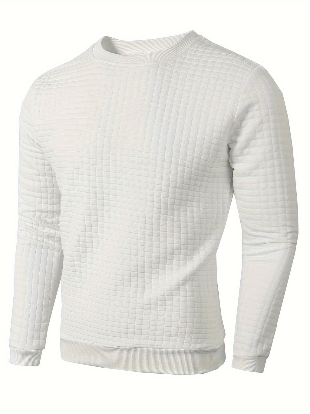 Men's Casual Jacquard Plaid Long Sleeve Pullover Sweater