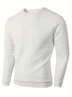 Men's Casual Jacquard Plaid Long Sleeve Pullover Sweater