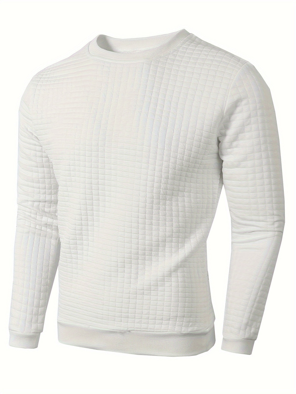 Men's Casual Jacquard Plaid Long Sleeve Pullover Sweater