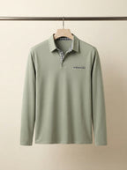 Lightweight Checkered Long Sleeve Polo Shirt