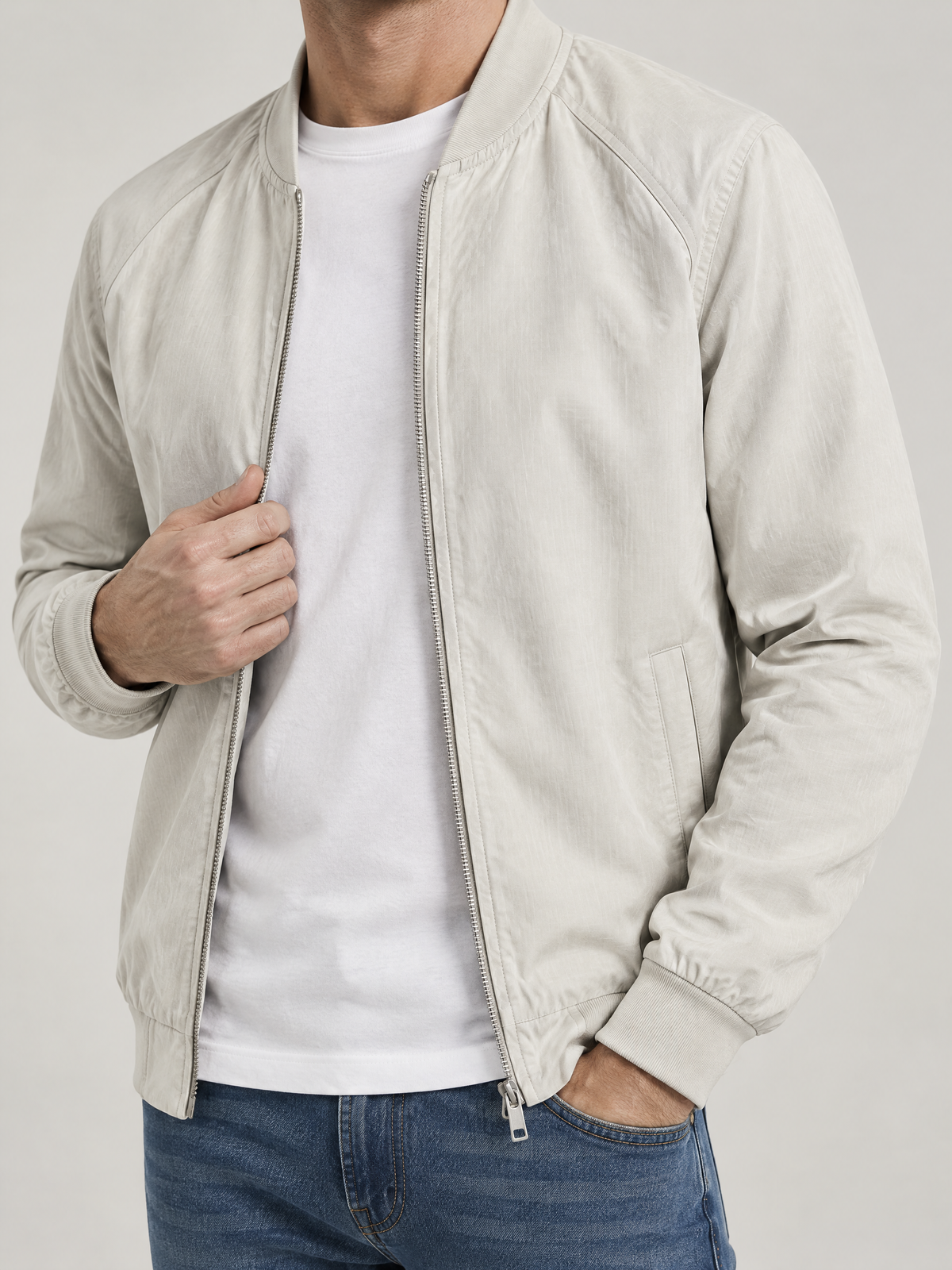 Classic Men's Bomber Jacket - Apricot