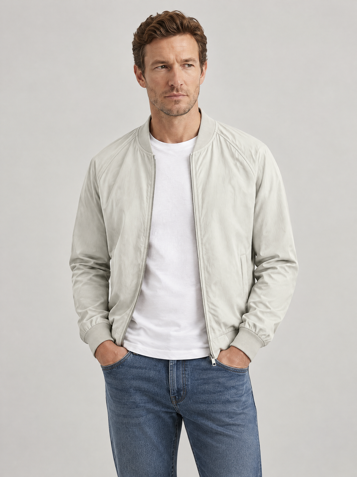 Classic Men's Bomber Jacket - Apricot