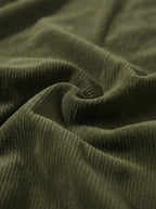 Casual Corduroy Drop Shoulder Sweatshirt - Army Green Detail Fabric