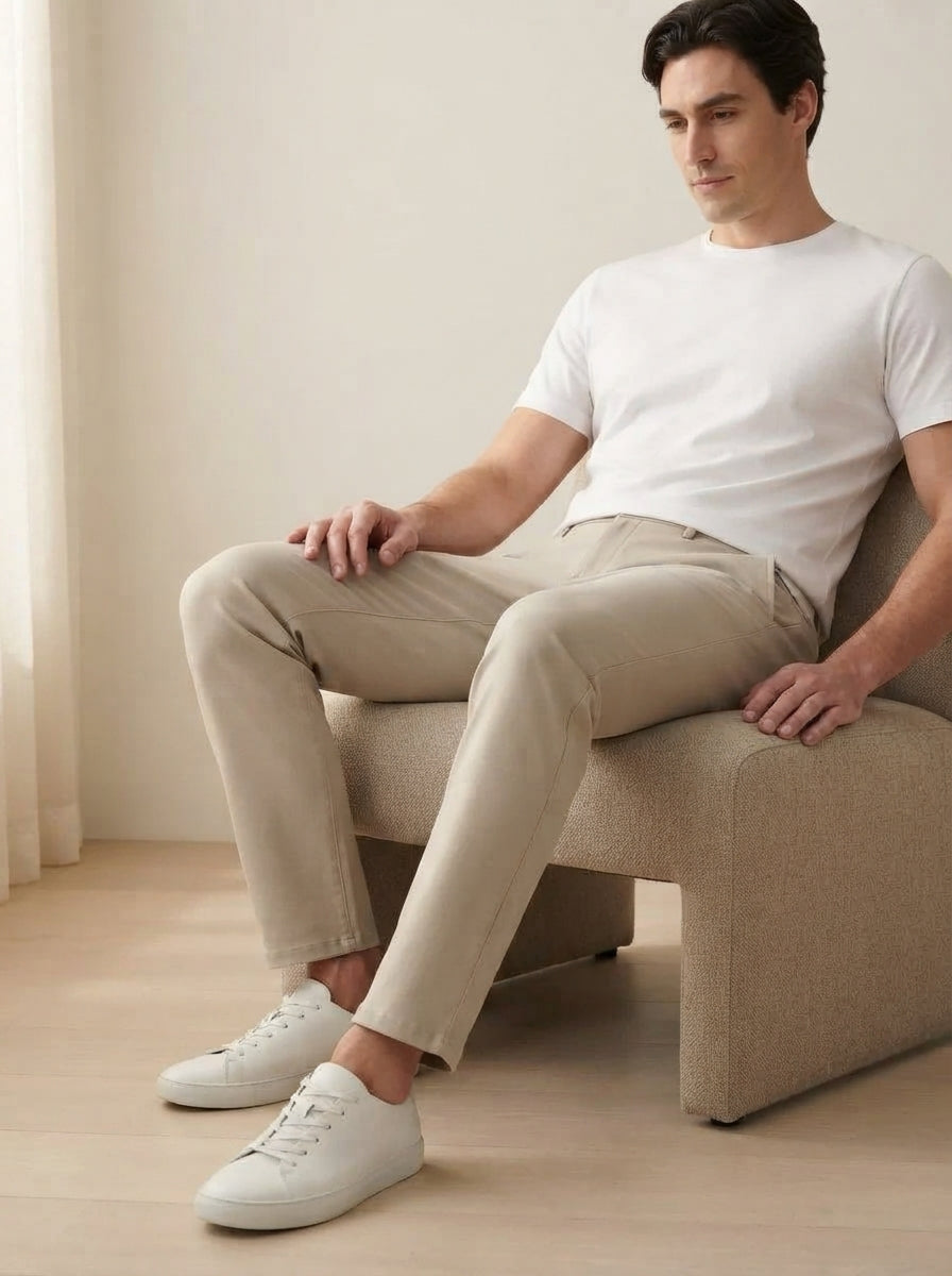 Men's Smart Casual Stretch Solid Trousers