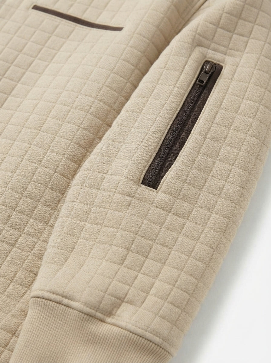 Quarter-Zip Waffle Knit Pullover