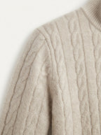 Merino Wool Cable Knit Quarter Zip Sweater