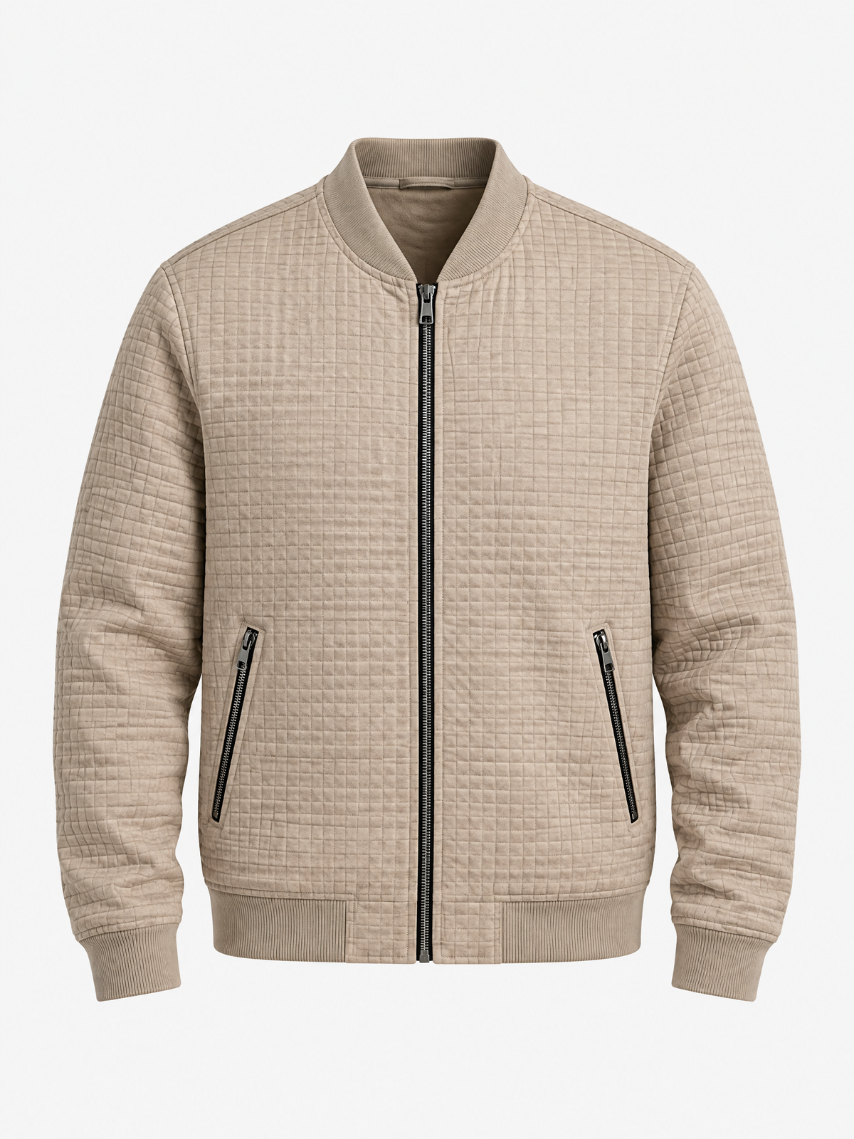 Waffle Texture Stand Collar Jacket