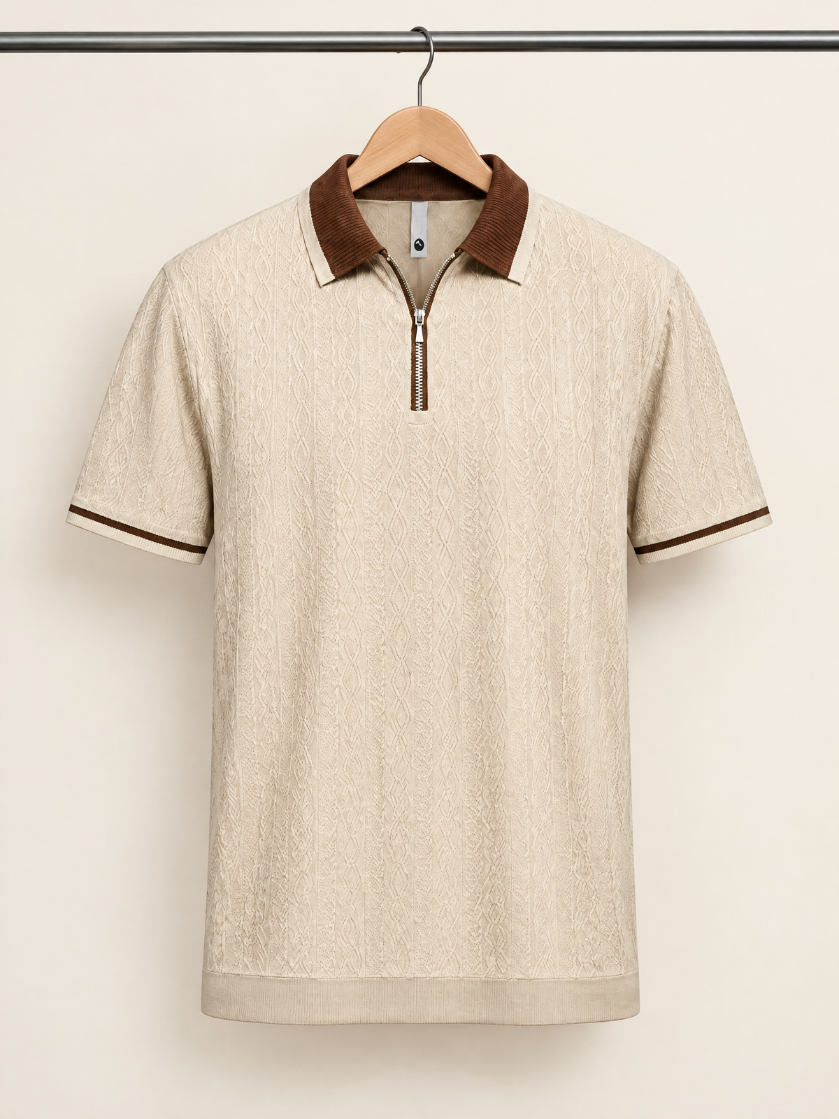 Oceans - Textured Half Sleeve Zip Polo