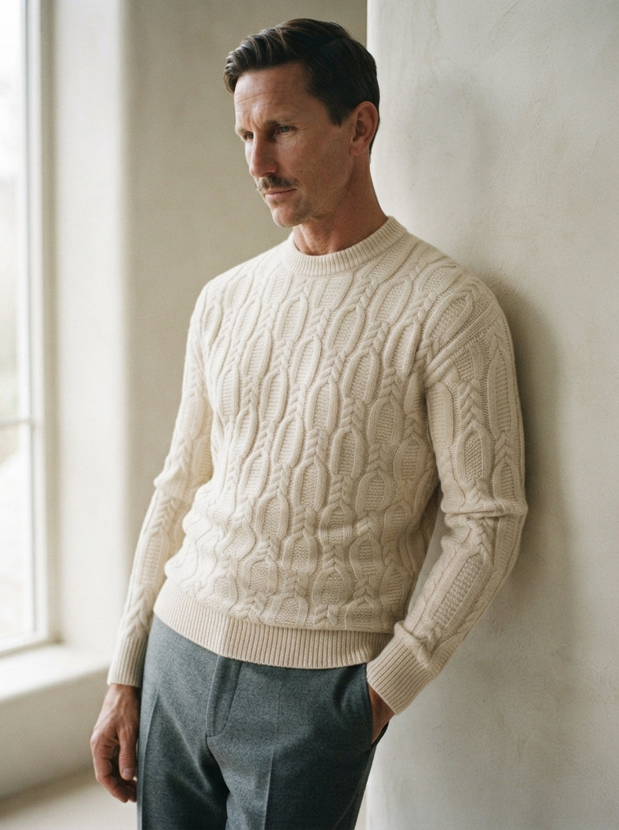 Cable Knit Crewneck Sweater