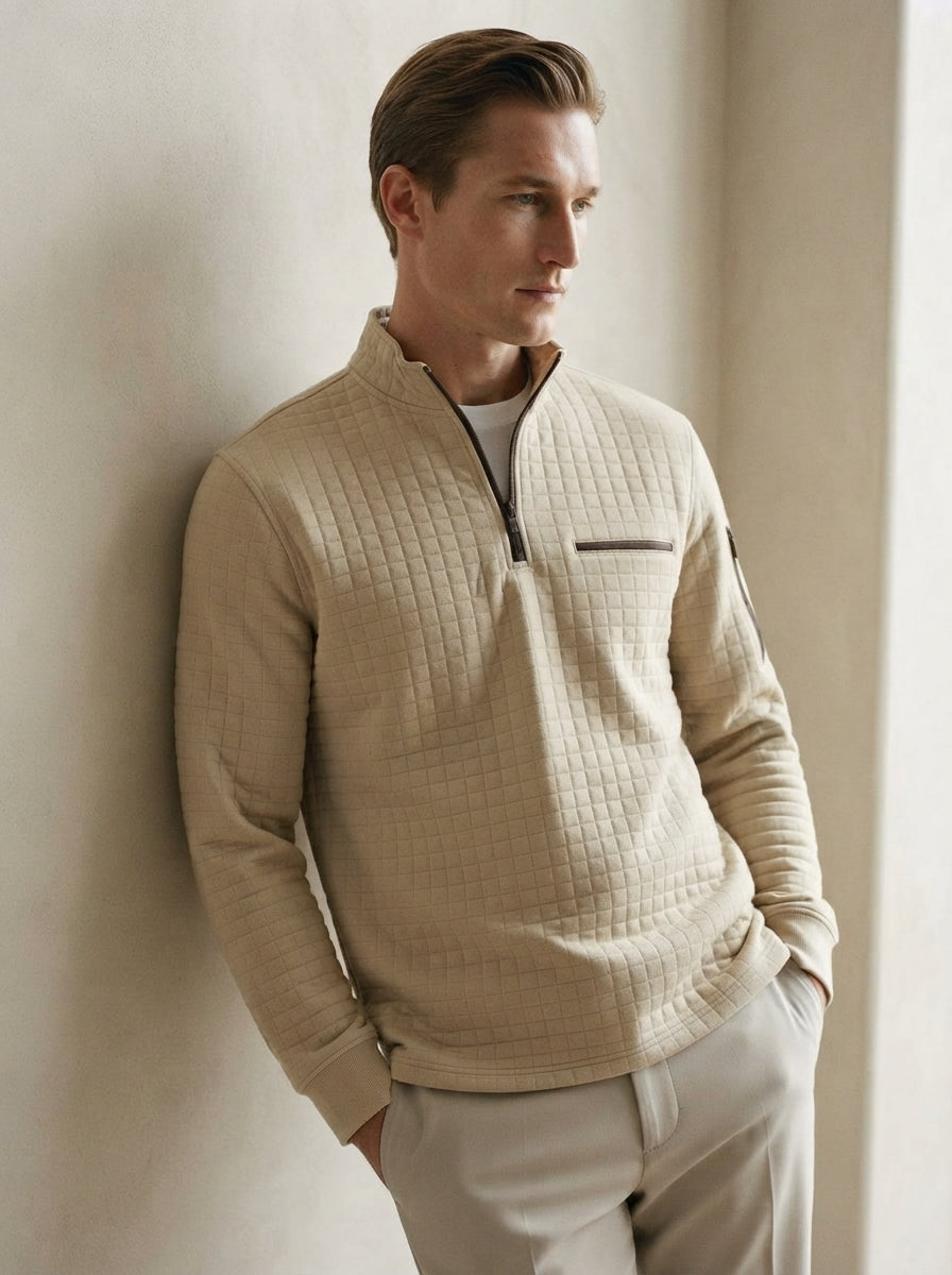 Quarter-Zip Waffle Knit Pullover