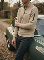 Quarter-Zip Waffle Knit Pullover
