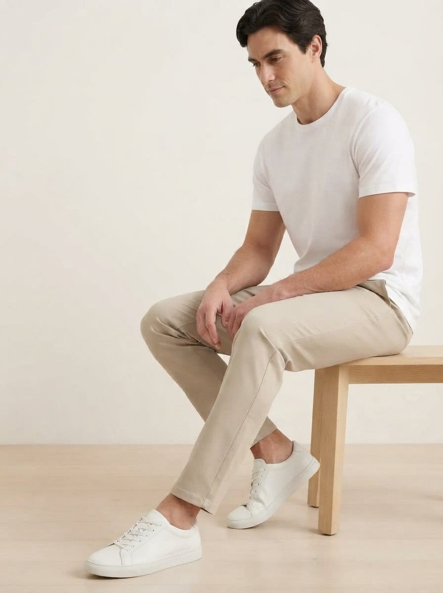 Men's Smart Casual Stretch Solid Trousers
