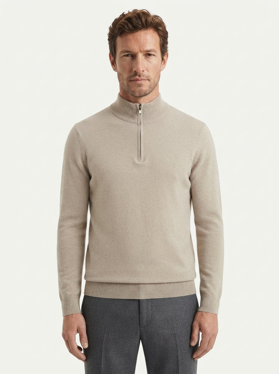 Cashmere Half-Zip Pullover Sweater