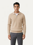 Fitted Knit Quarter Zip Sweater