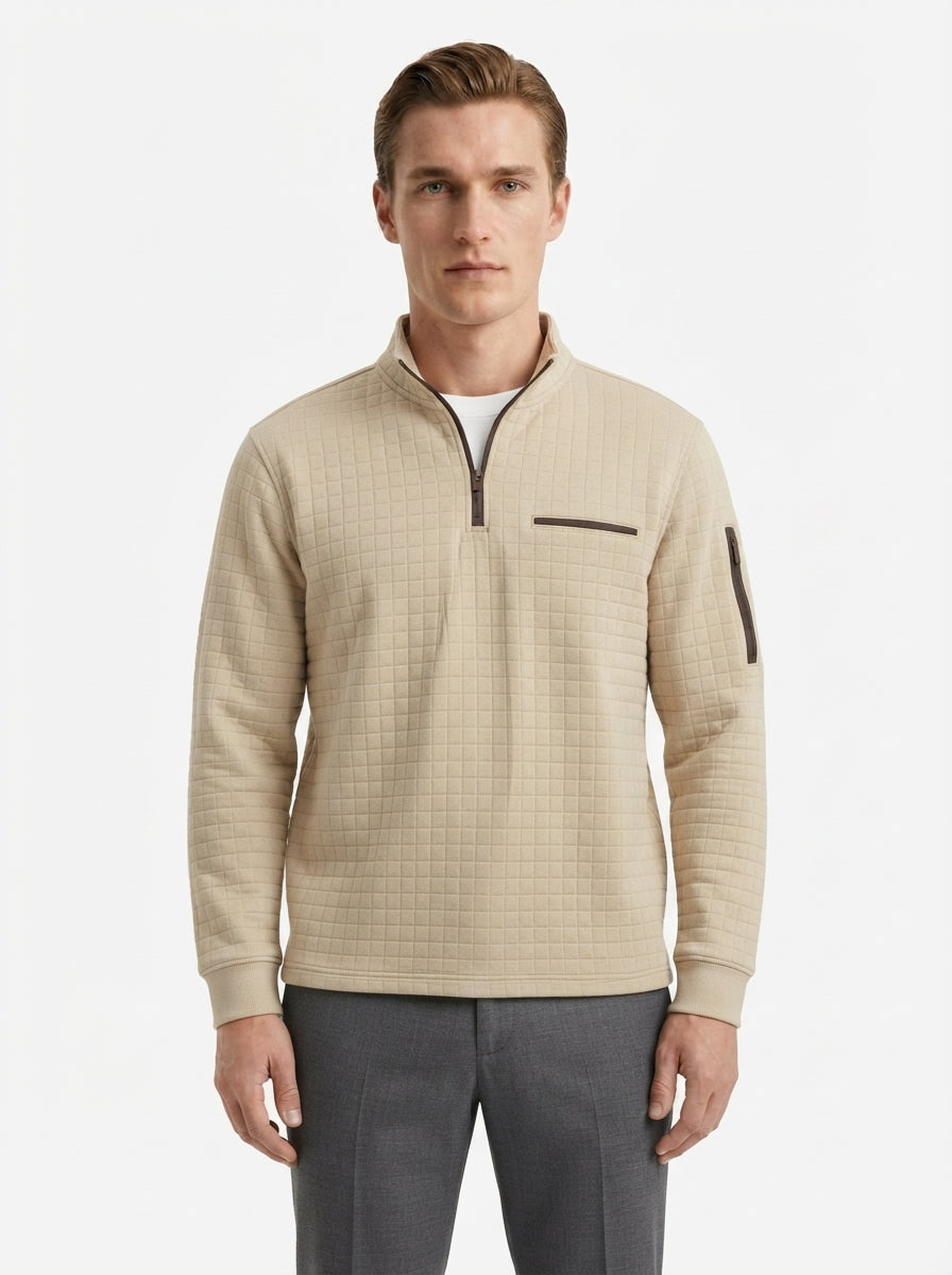 Quarter-Zip Waffle Knit Pullover