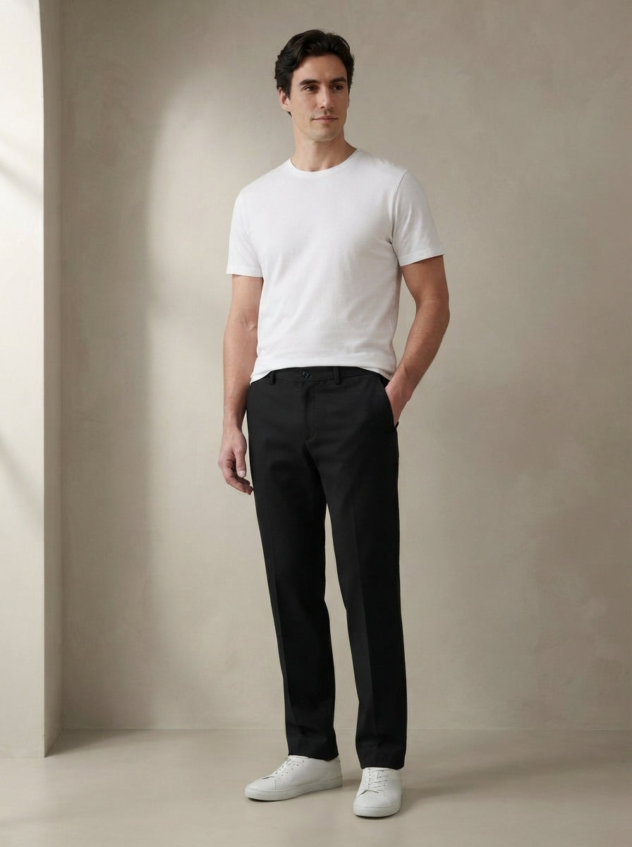 Men's Smart Casual Stretch Solid Trousers
