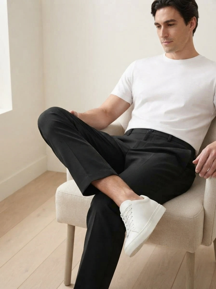 Men's Smart Casual Stretch Solid Trousers