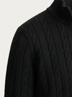 Merino Wool Cable Knit Quarter Zip Sweater
