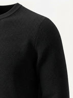 Textured Viscose Crewneck Sweater