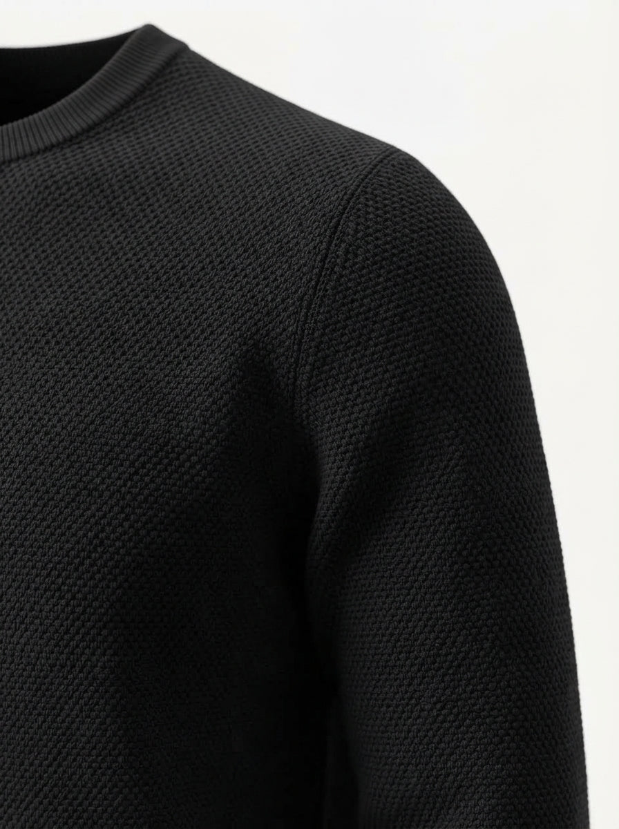 Textured Viscose Crewneck Sweater
