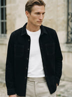 Men's Casual Corduroy Lapel Collar Overshirt