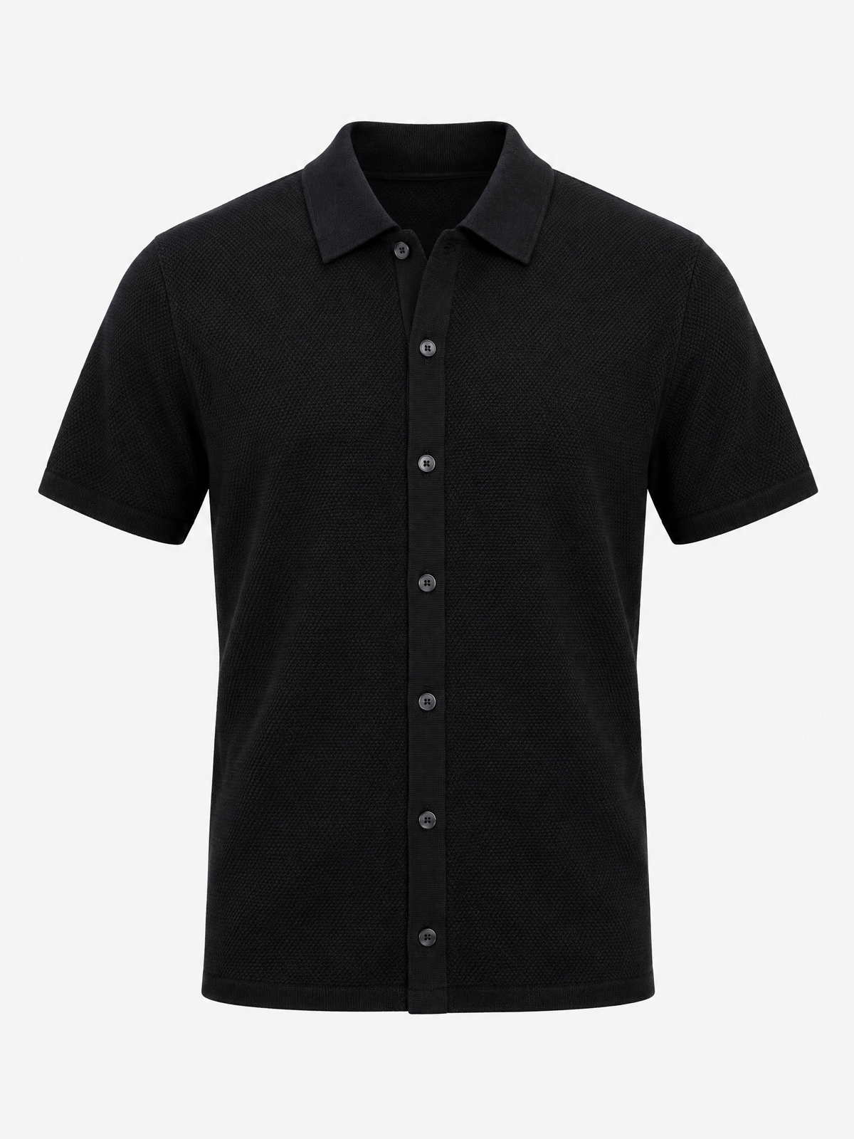 100% Organic Cotton Mesh-Stitch Button-Up Sweater Polo