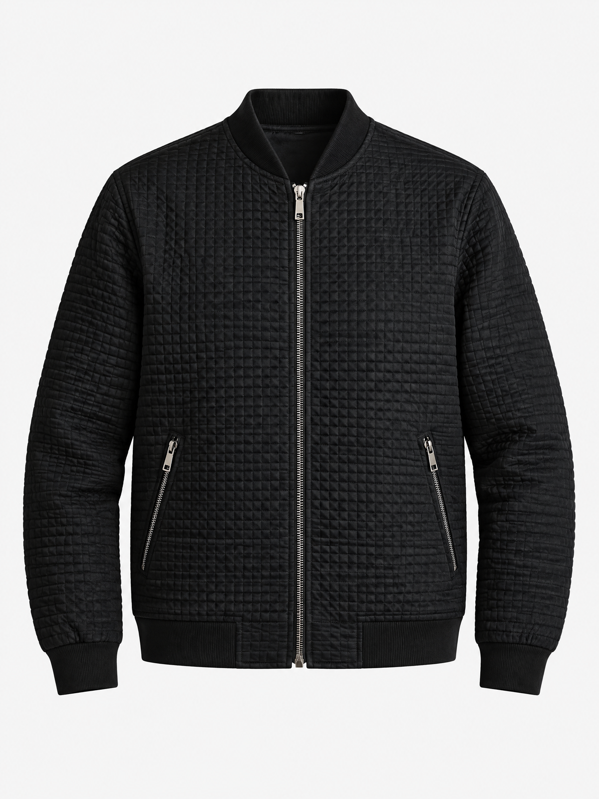 Waffle Texture Stand Collar Jacket