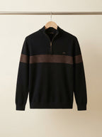 Refined Cotton Striped Quarter-Zip Sweater