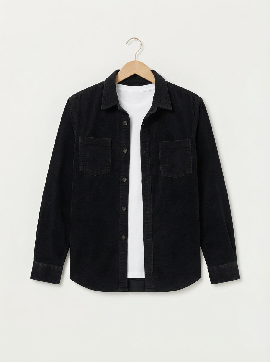 Men's Casual Corduroy Lapel Collar Overshirt