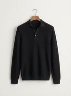 Fitted Long Sleeve Polo Waffle Shirt