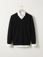 Men's Jumper Pullover V-Neck Slim Fit
