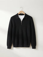Fitted Knit Quarter Zip Sweater