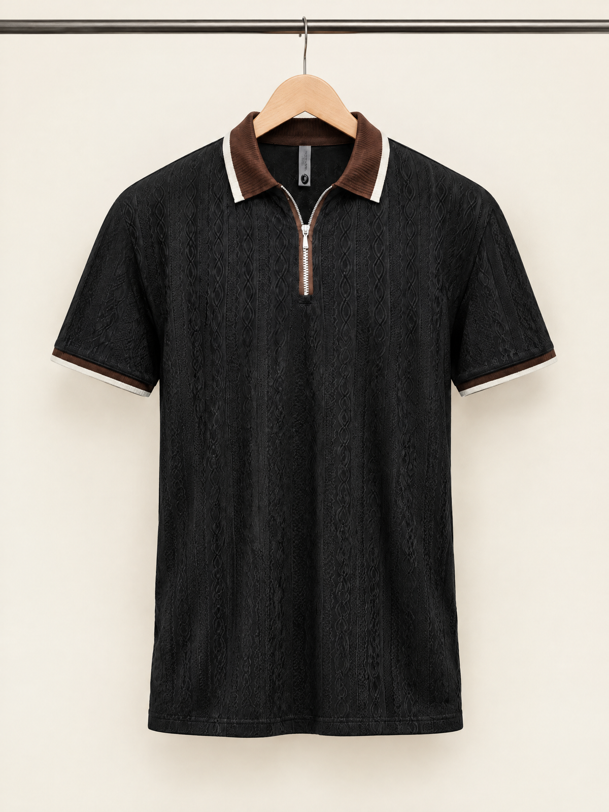 Oceans - Textured Half Sleeve Zip Polo