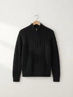 Merino Wool Cable Knit Quarter Zip Sweater