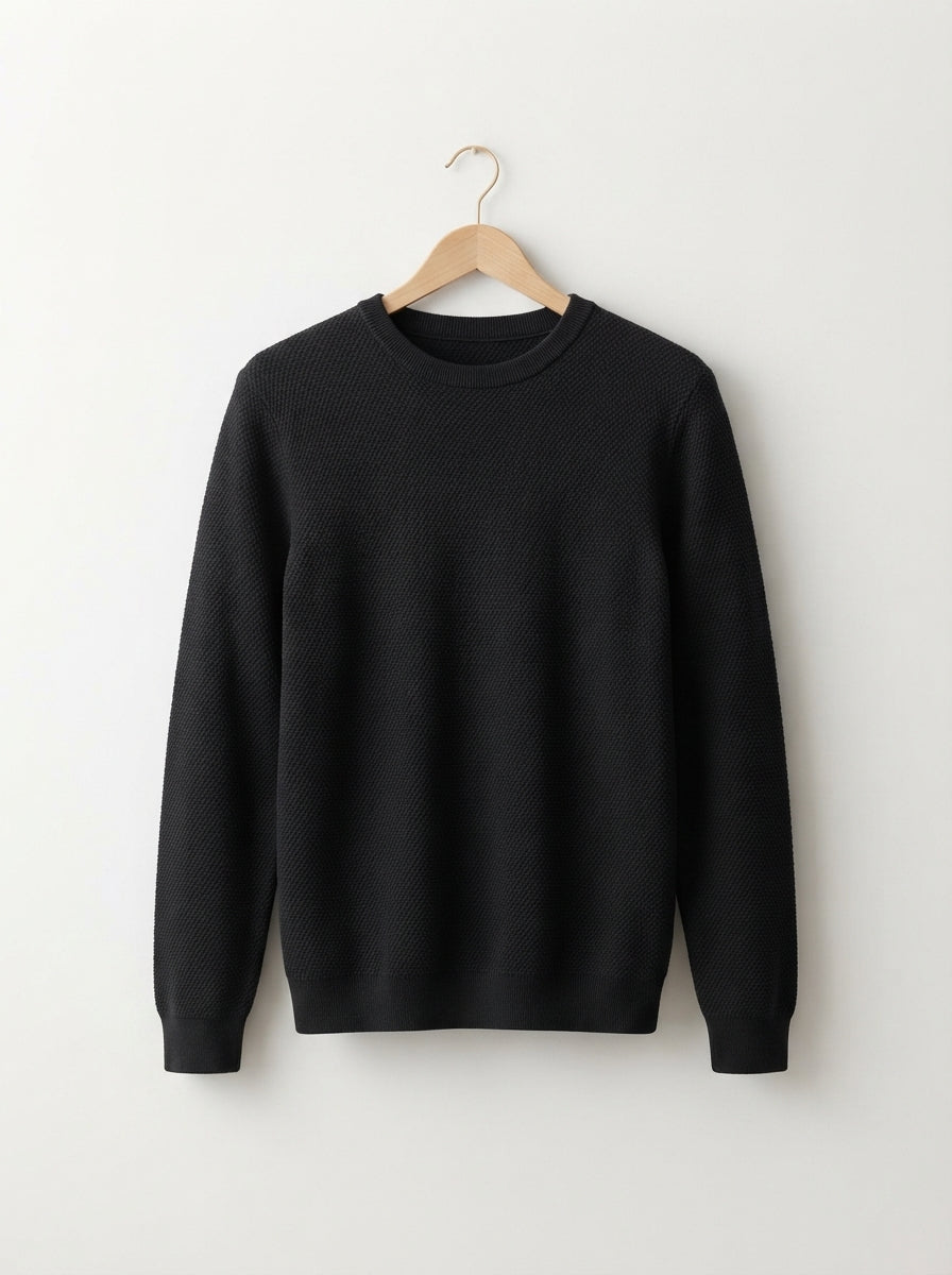 Textured Viscose Crewneck Sweater
