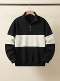 Casual Knitted Colorblock Half-Zip Sweatshirt