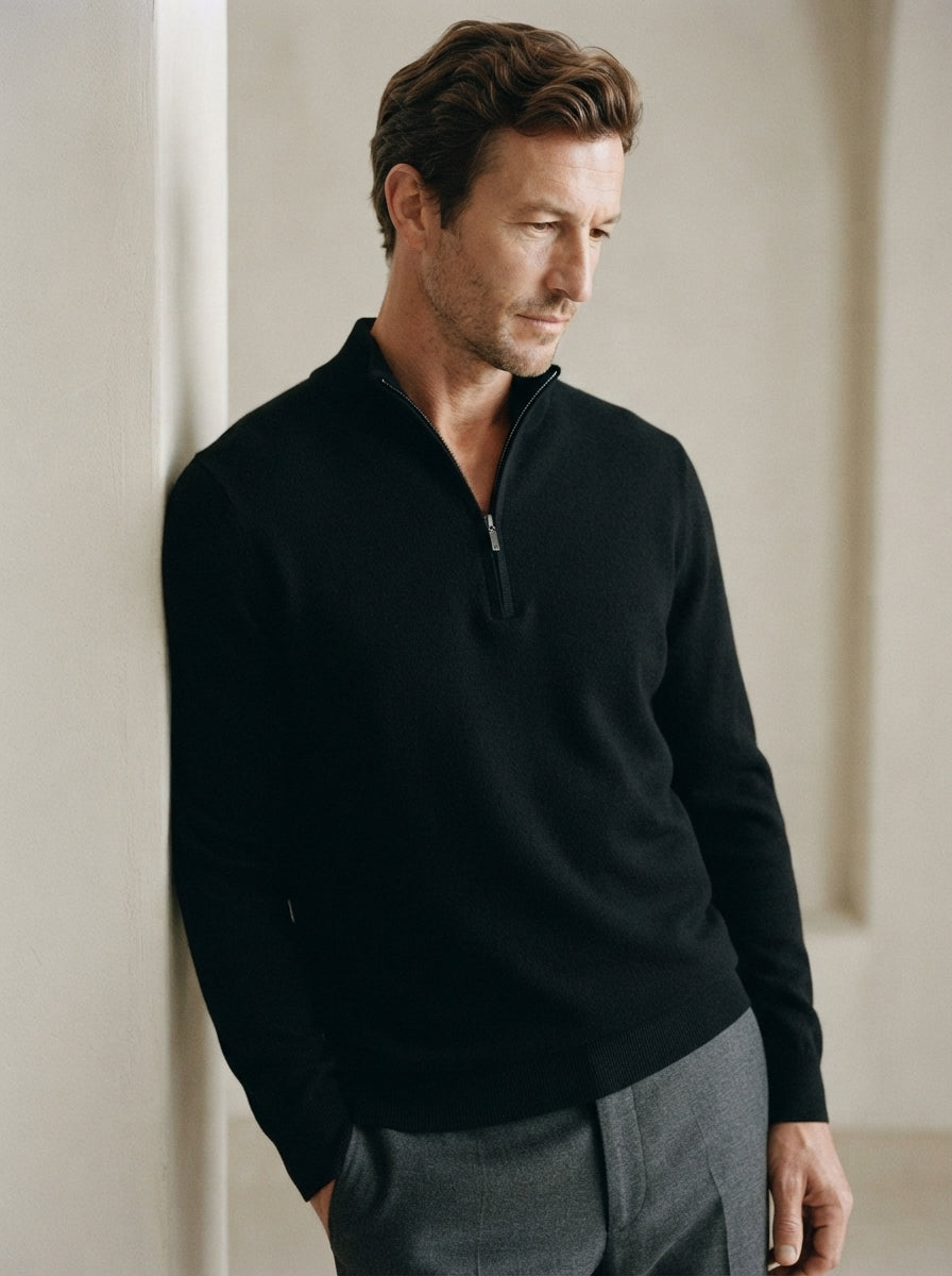 Wool Blend Half-Zip Sweater