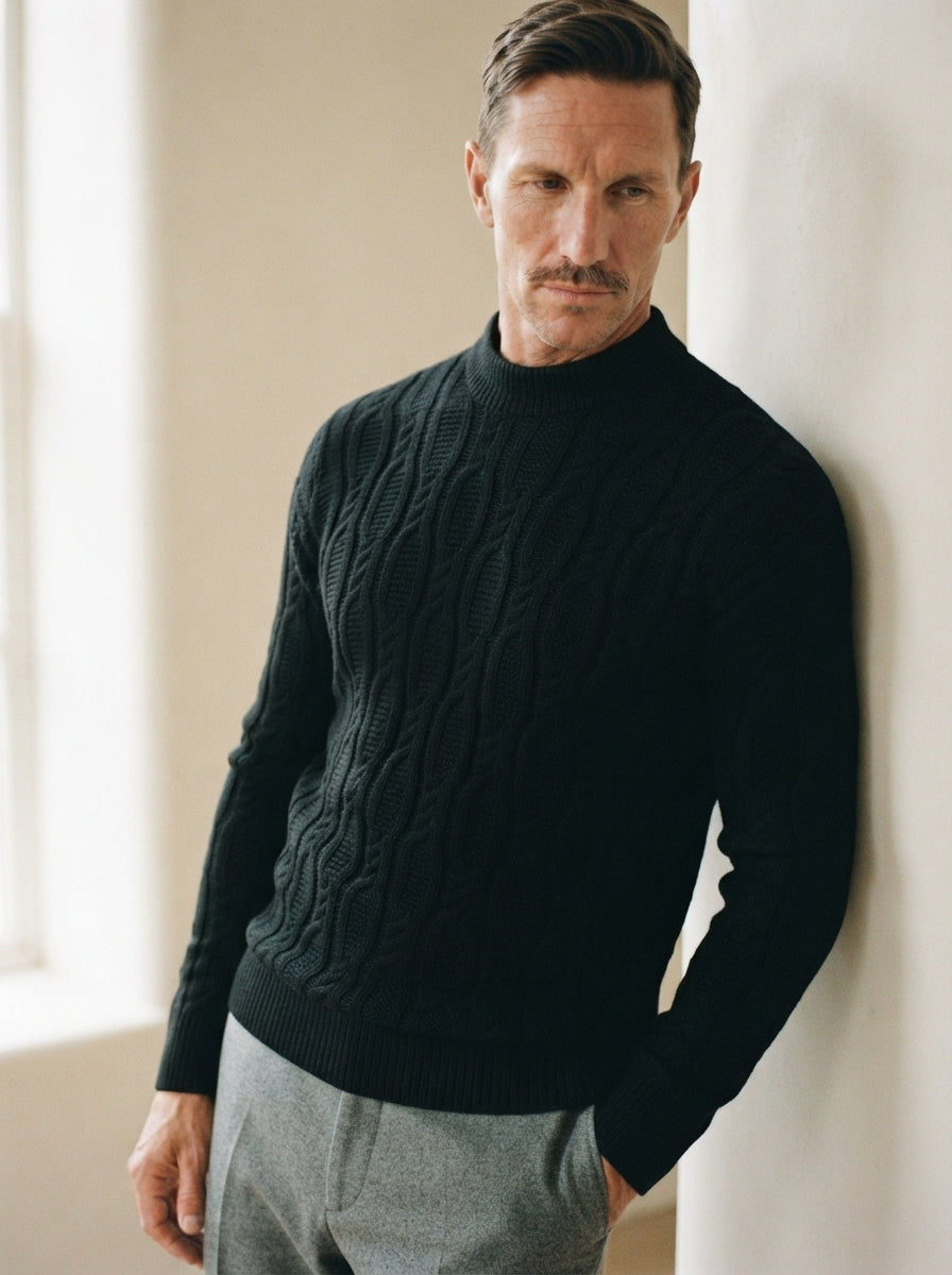 Cable Knit Crewneck Sweater