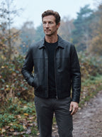 Slim Fit Leather Zip Jacket