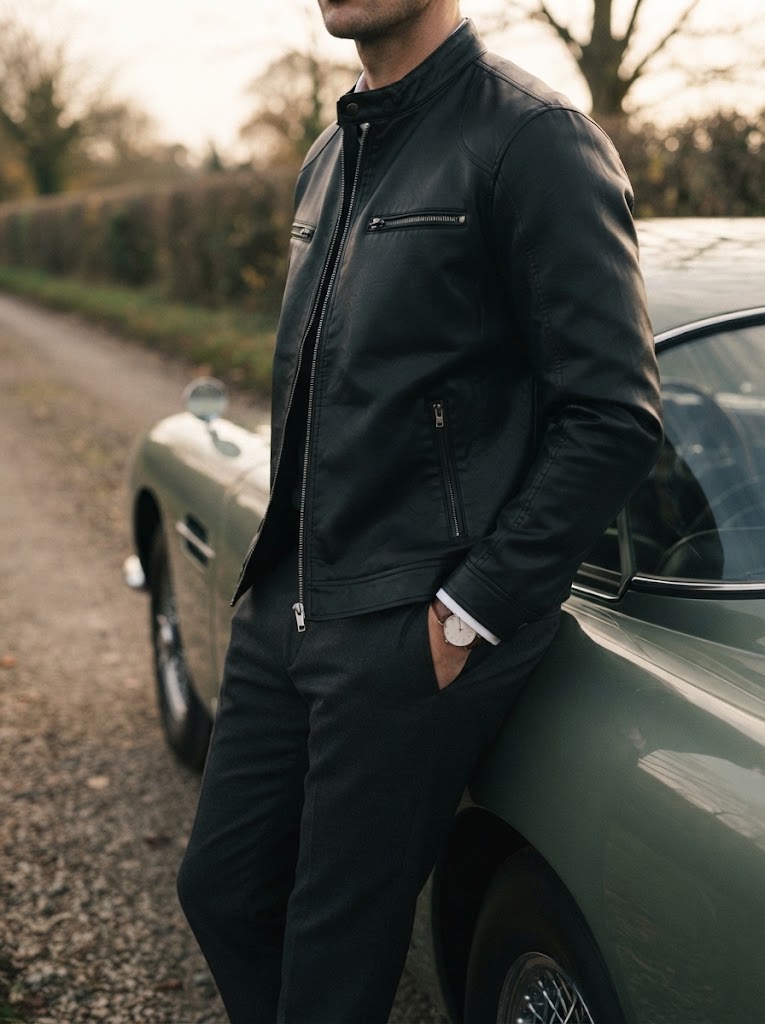 Casual Leather Stand Collar Biker Jacket