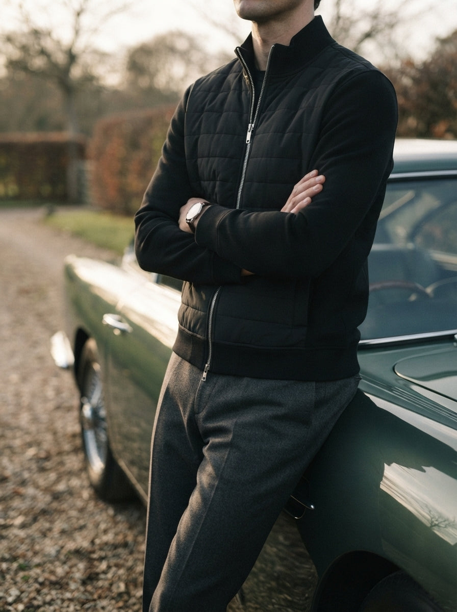 Smart-Casual Quilted Hybrid Knitted Sleeve Jacket
