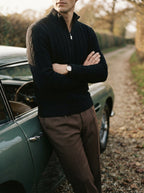Merino Wool Cable Knit Quarter Zip Sweater