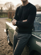 Textured Viscose Crewneck Sweater