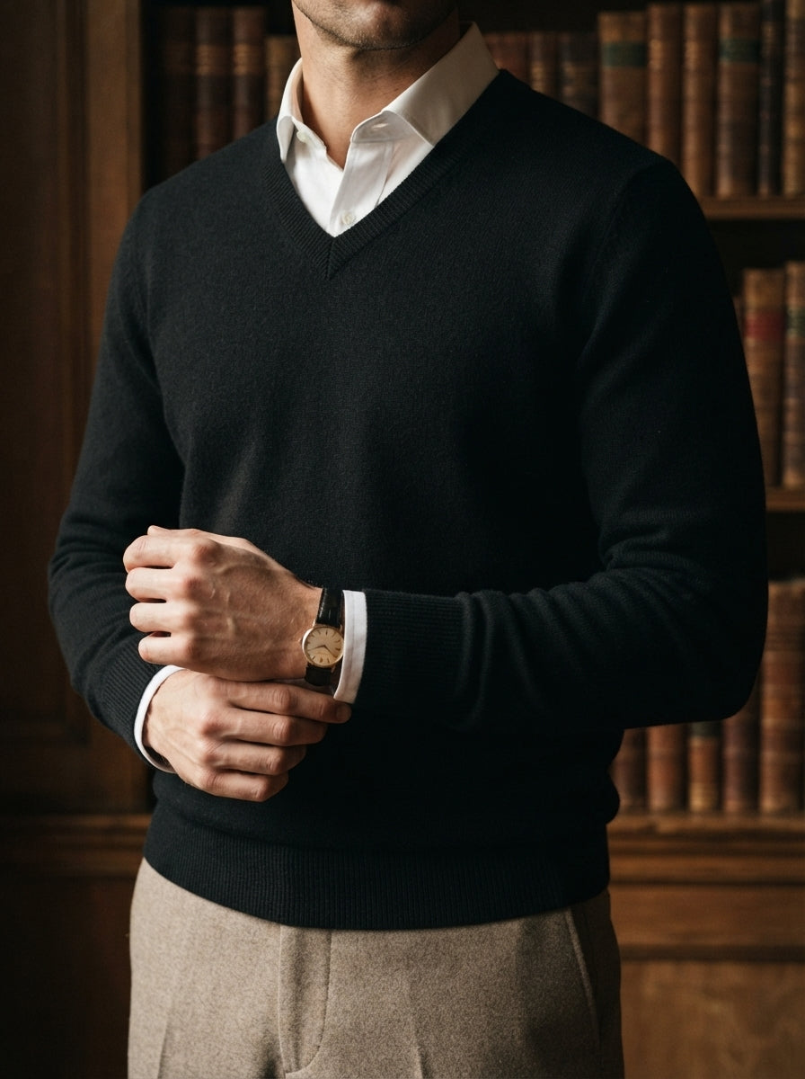 Men's Jumper Pullover V-Neck Slim Fit