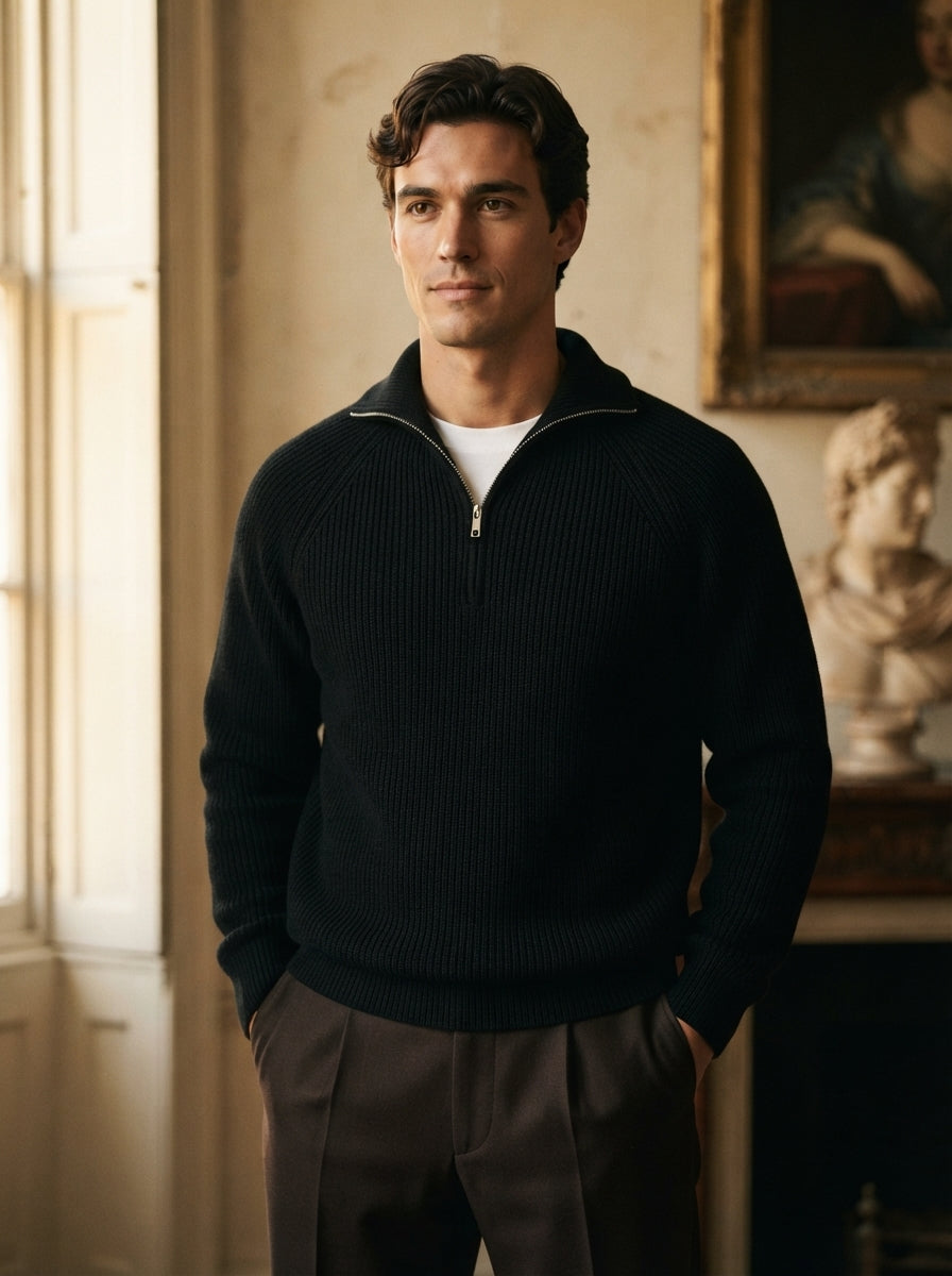 Men's Knitted Quarter-Zip Sweater