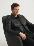 Slim Fit Leather Zip Jacket