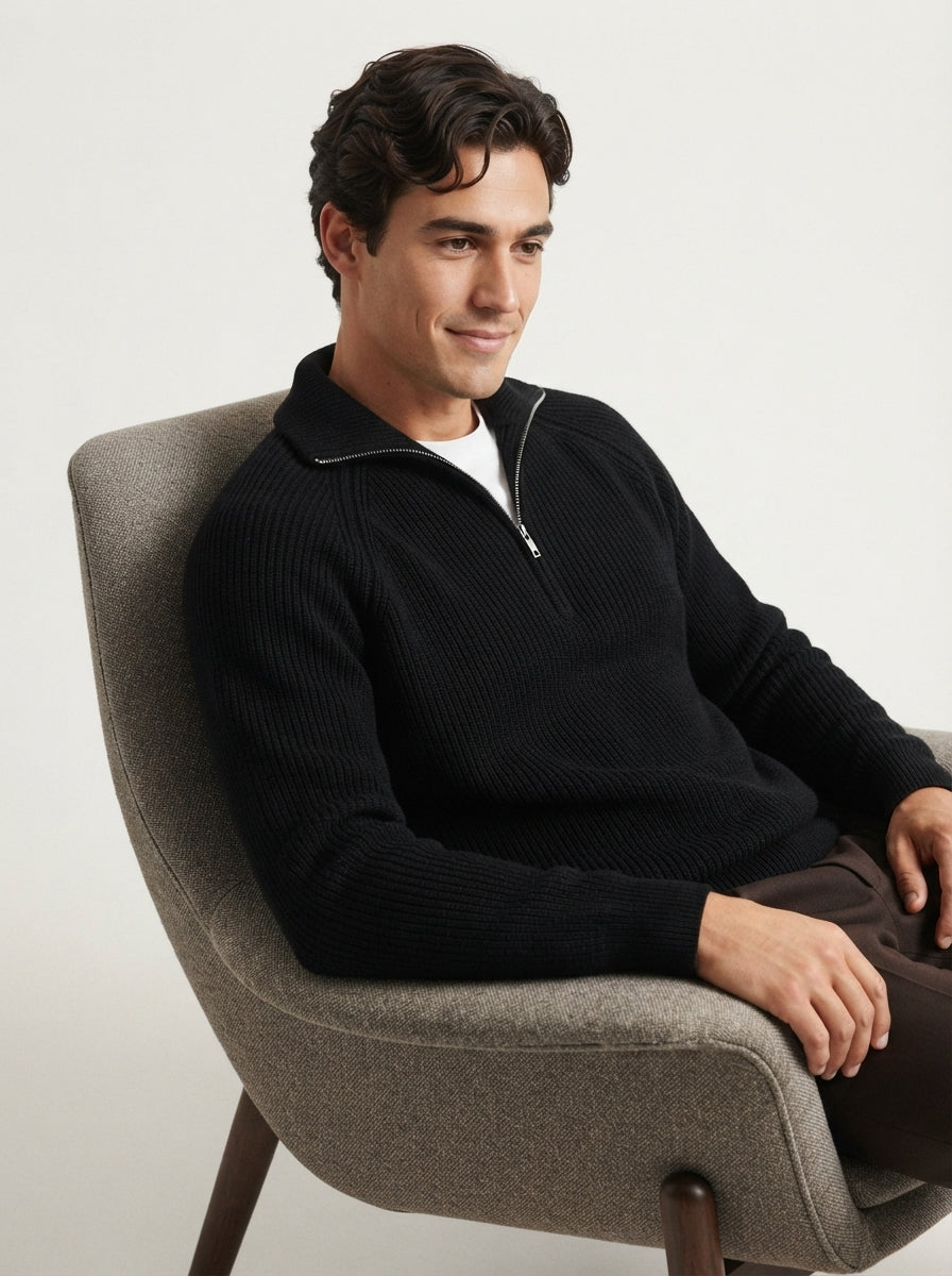 Men's Knitted Quarter-Zip Sweater