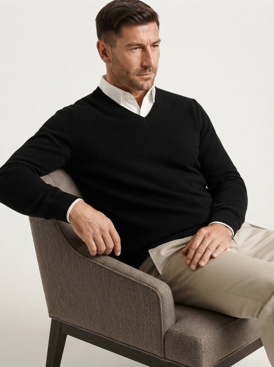 Men's Jumper Pullover V-Neck Slim Fit